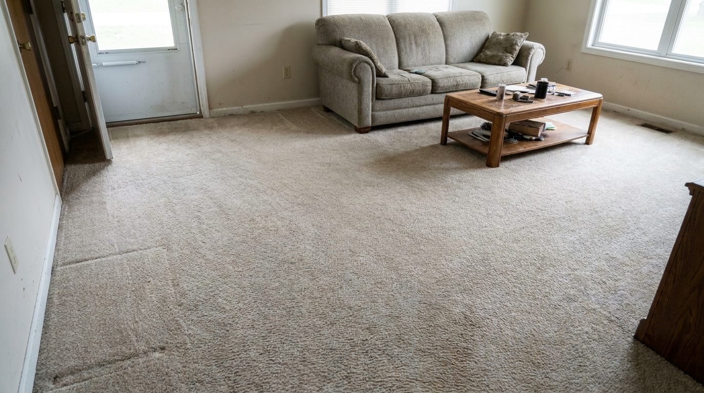 The same carpet cleaned fresh and uniform after professional carpet cleaning